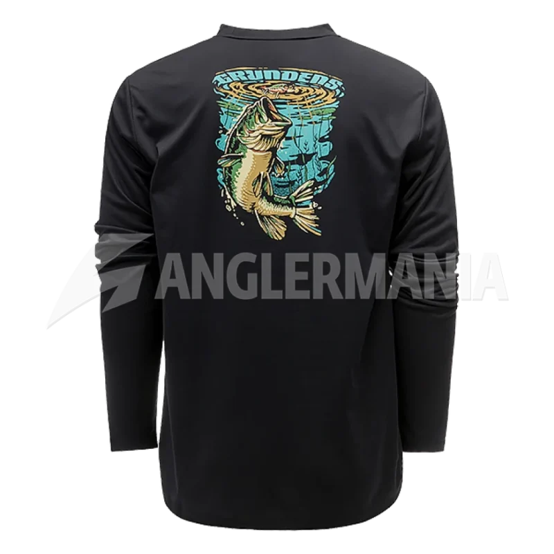 Grundens Bass Popper LS Tech Tee Black
